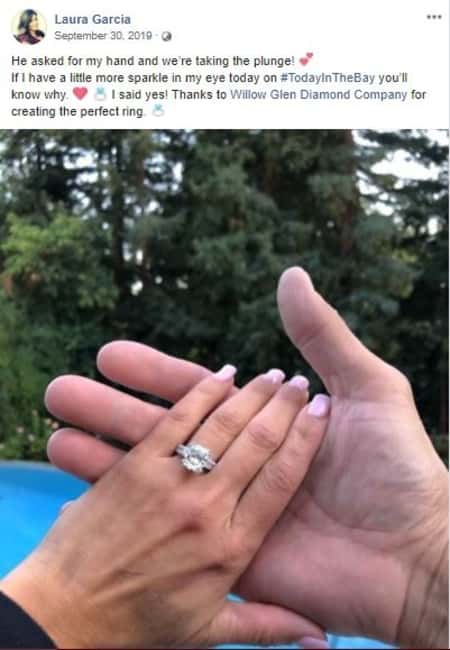 NBC's Laura Garcia showing her engagement ring on her Facebook